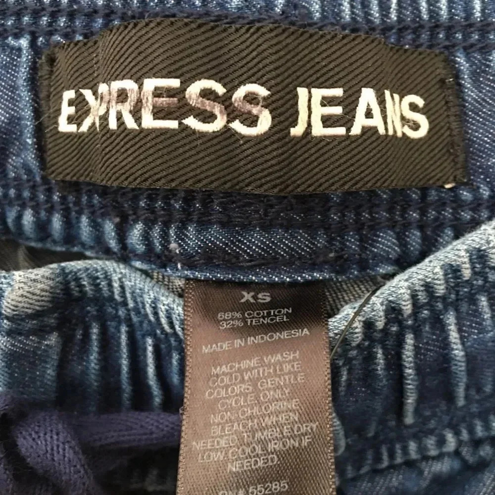 EXPRESS Chambray High Waist Drawstring Joggers - Picture 4 of 5
